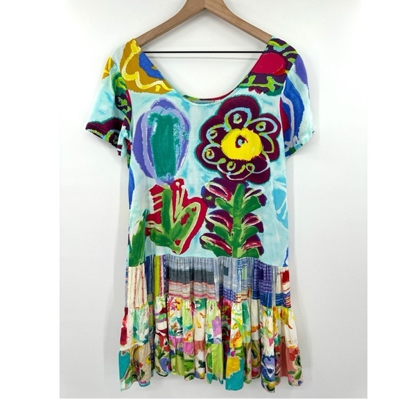 Jams World Flower Field Ruffle Hem Babydoll Hatti Dress - Multicolor -  Size XS - Picture 2 of 8